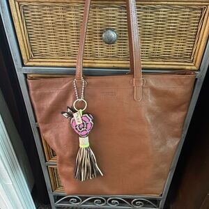 Consuela Brown Leather Tote with Tassel Charm